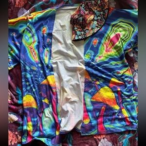 Trippy Mushroom Kimono & Bucket Hat Bundle